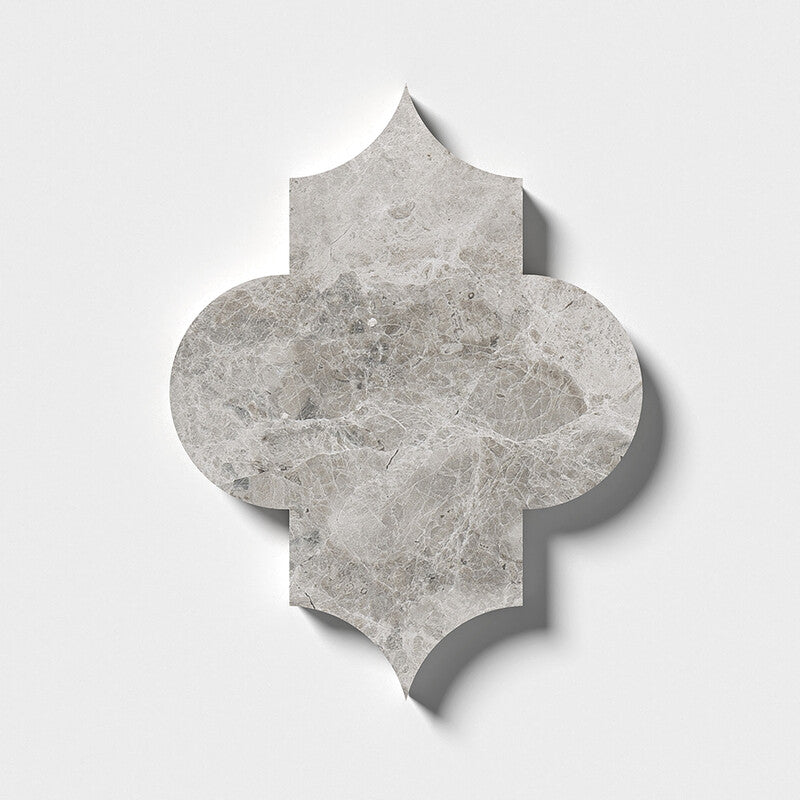 Arabesquette Silver Skyes 6"x8 1/4" Polished Marble Waterjet Decos
