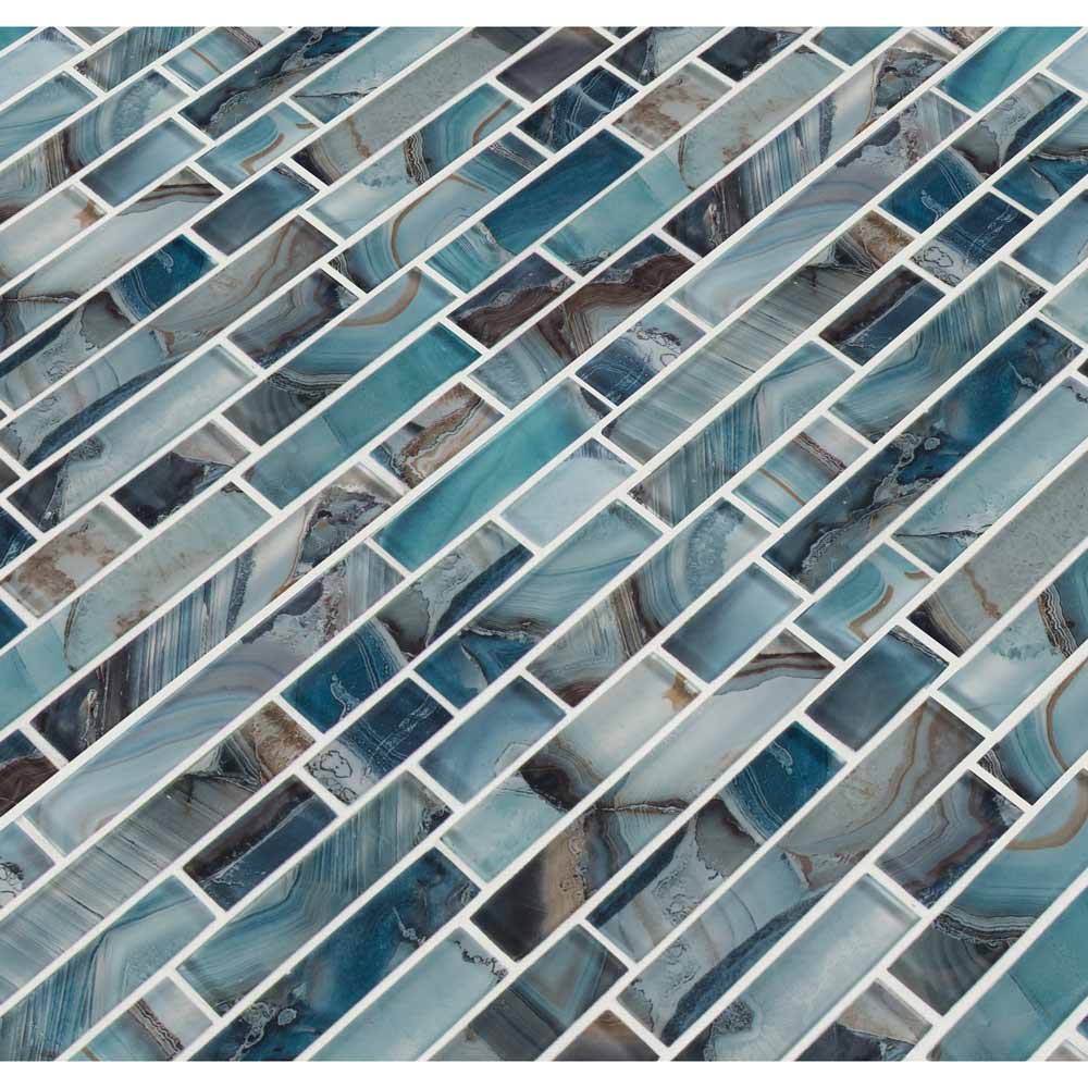 Night Sky Interlocking 11.88" x 13.5" Glass Mesh-Mounted Mosaic Tile Pattern-MSI Collection