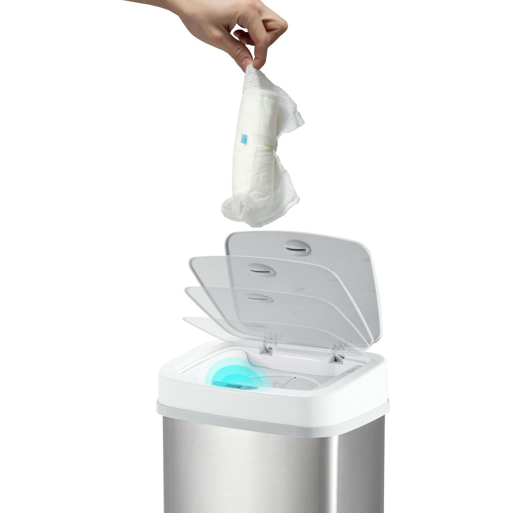Basurero con sensor de movimiento infrarrojo Odor Shield de 4 galones para dormitorio y oficina | NPT-15-1WH | NPT-16-1
