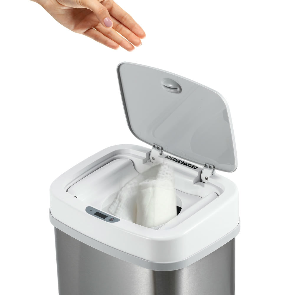 Basurero con sensor de movimiento infrarrojo Odor Shield de 4 galones para dormitorio y oficina | NPT-15-1WH | NPT-16-1