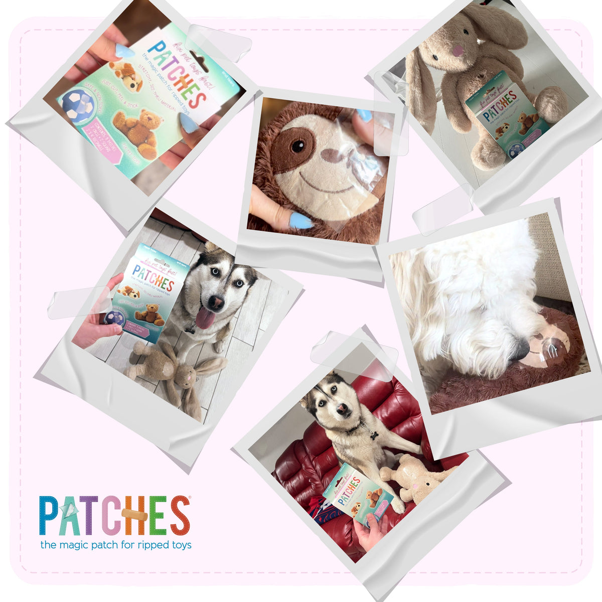 Kit de reparación de juguetes para mascotas Patches – Paquete de 8