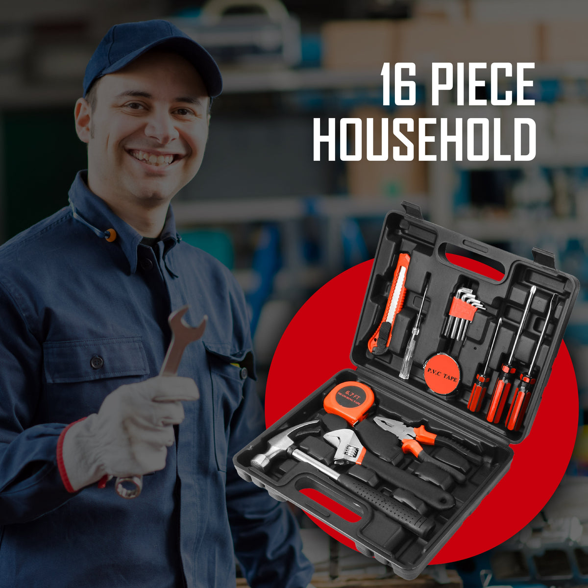 Kit de herramientas prácticas para el hogar de 16 piezas