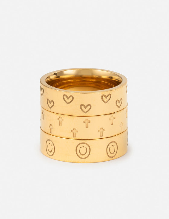 "Peace" Engraved Ring Set
