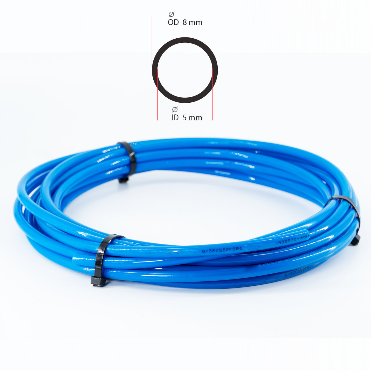 Manguera neumática de poliuretano (PU) azul, rollo de 8 mm x 5 mm x 5 m (16,4 pies)