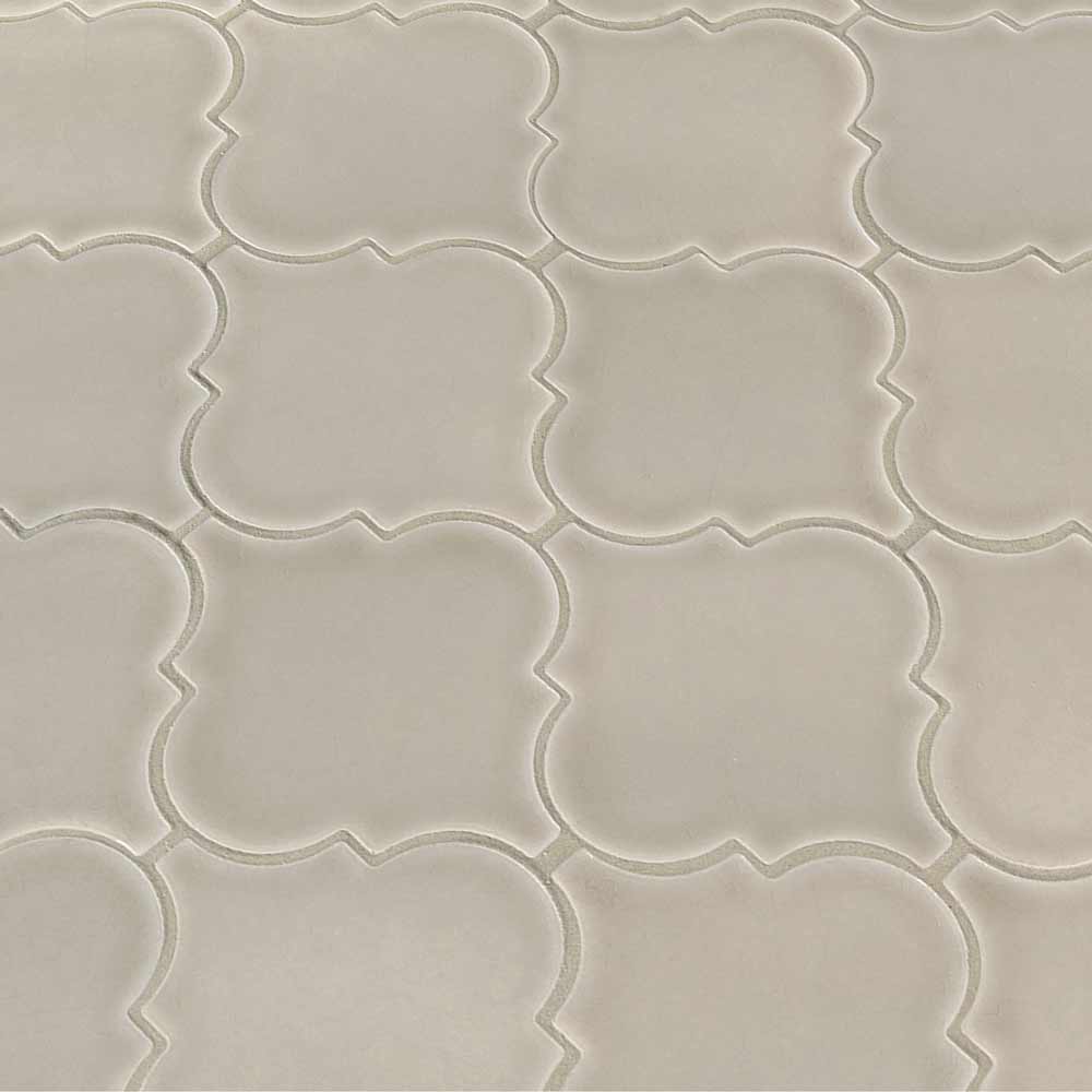 Portico Pearl Arabesque 10.83" x 15.5" Glossy Ceramic Mesh-Mounted Mosaic Tile Pattern-MSI Collection