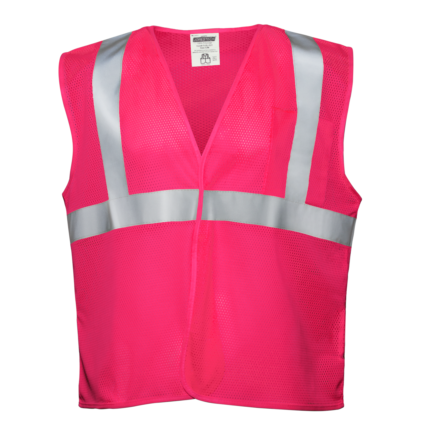Printed Hi-Vis Mesh Safety Vest with 2” Reflective Strips and Pocket - PinkFit Collection