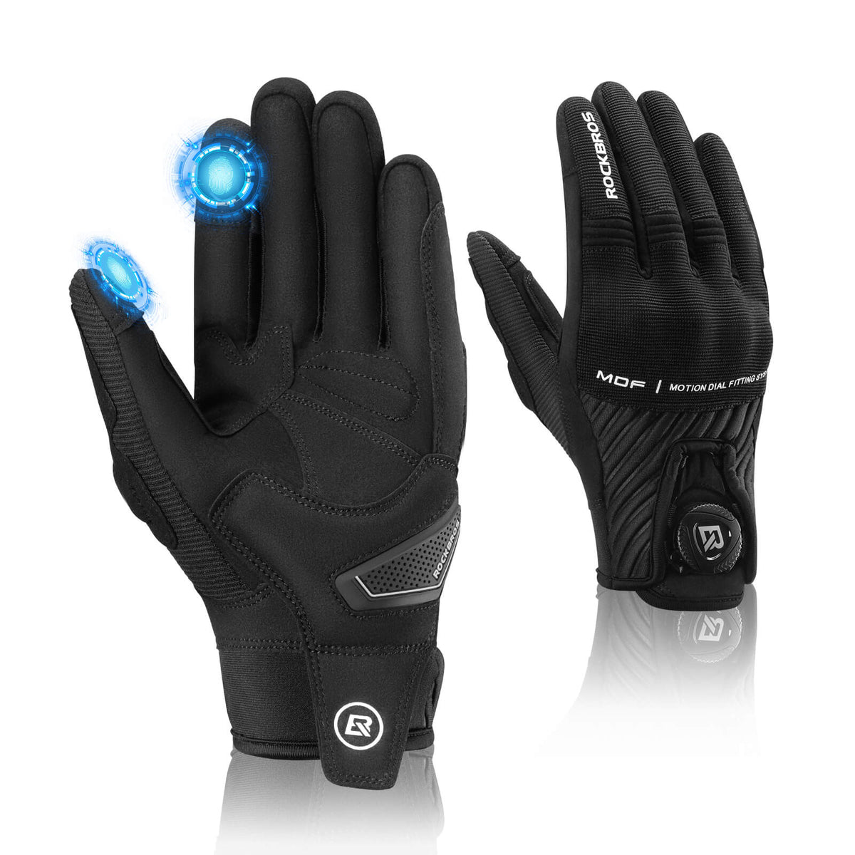 Guantes de ciclismo de dedos completos con pantalla táctil, transpirables, flexibles y acolchados.