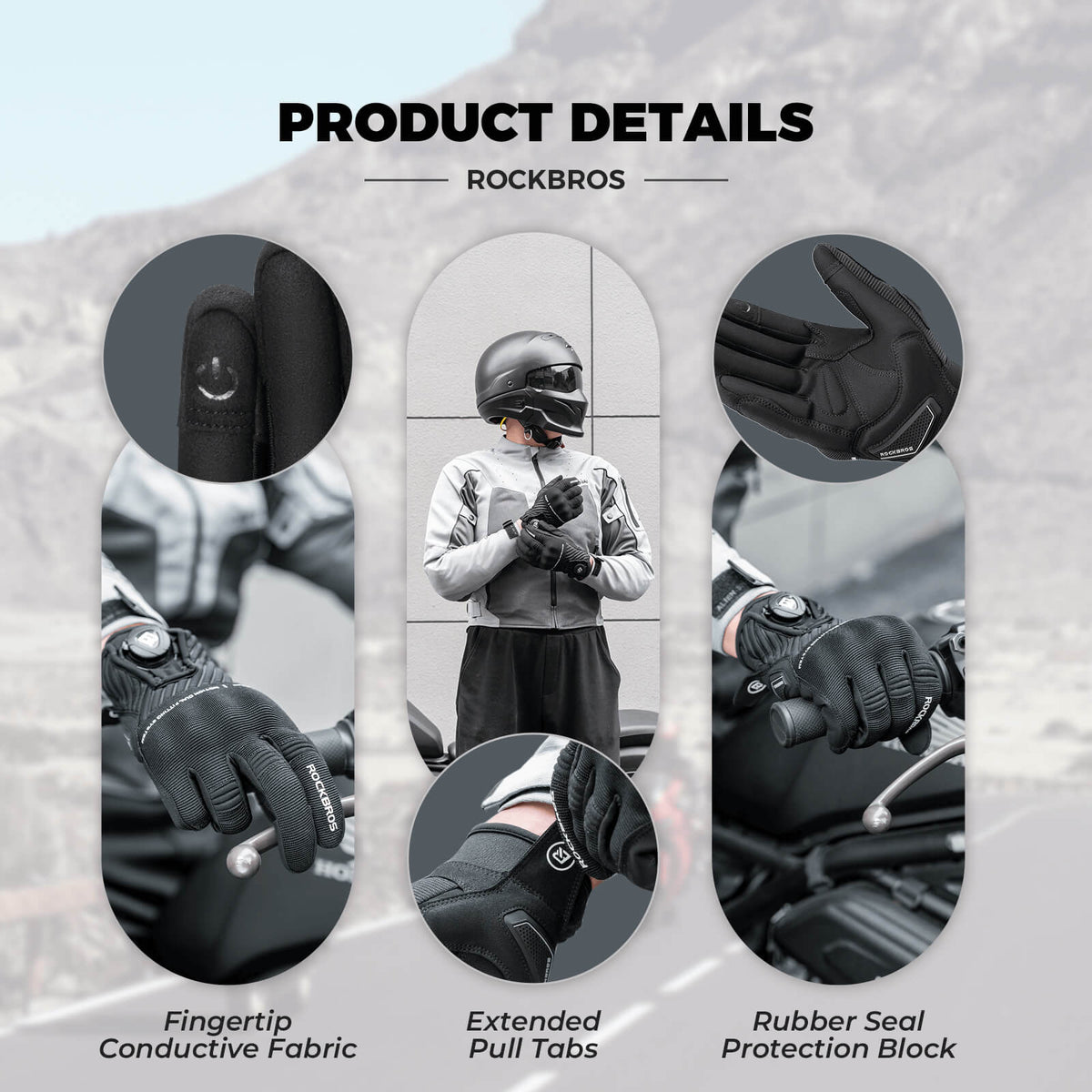 Guantes de ciclismo de dedos completos con pantalla táctil, transpirables, flexibles y acolchados.