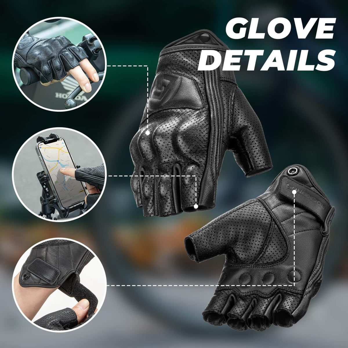 Guantes de ciclismo ROCKBROS de medio dedo con acolchado de gel y absorción de impactos para hombre y mujer 