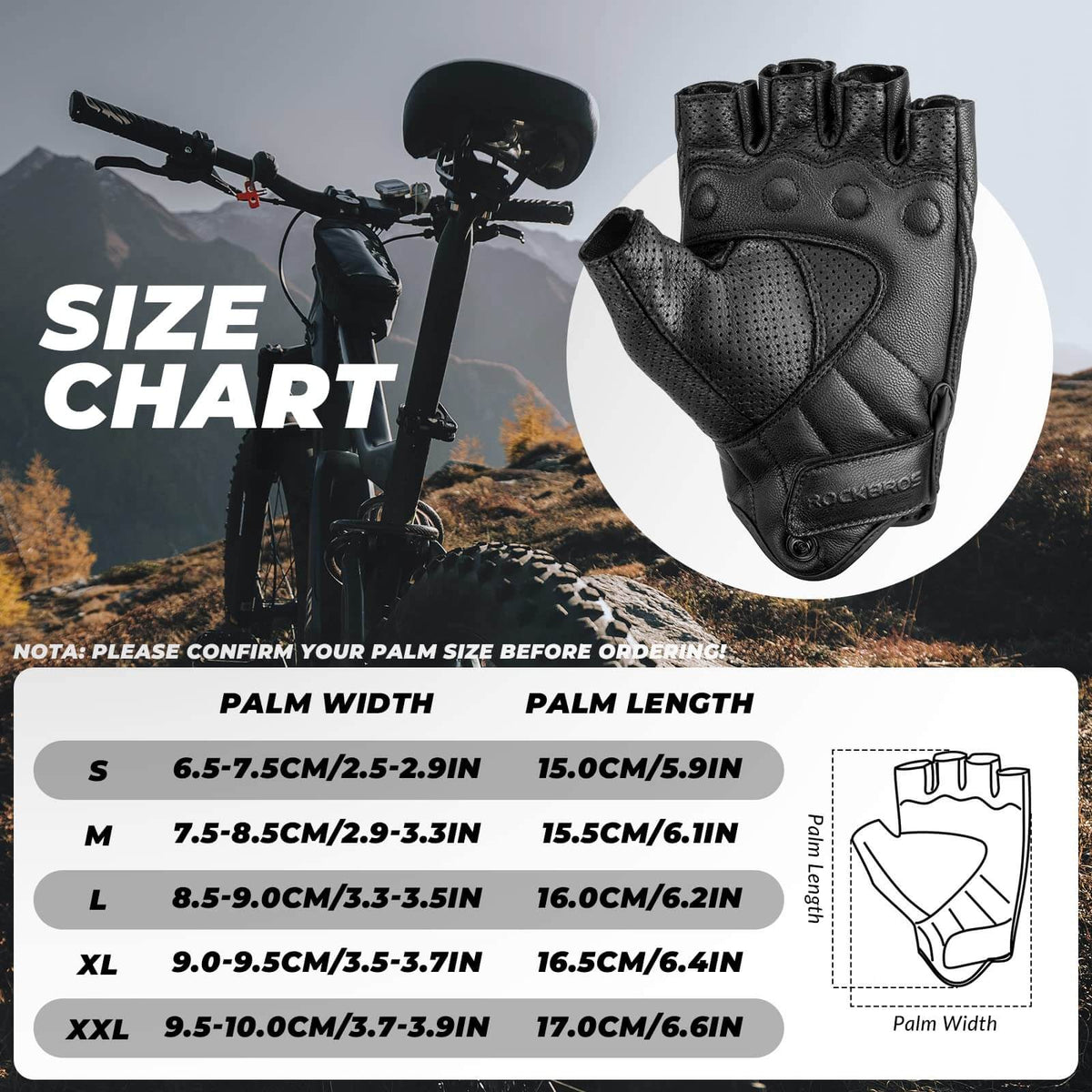 Guantes de ciclismo ROCKBROS de medio dedo con acolchado de gel y absorción de impactos para hombre y mujer 