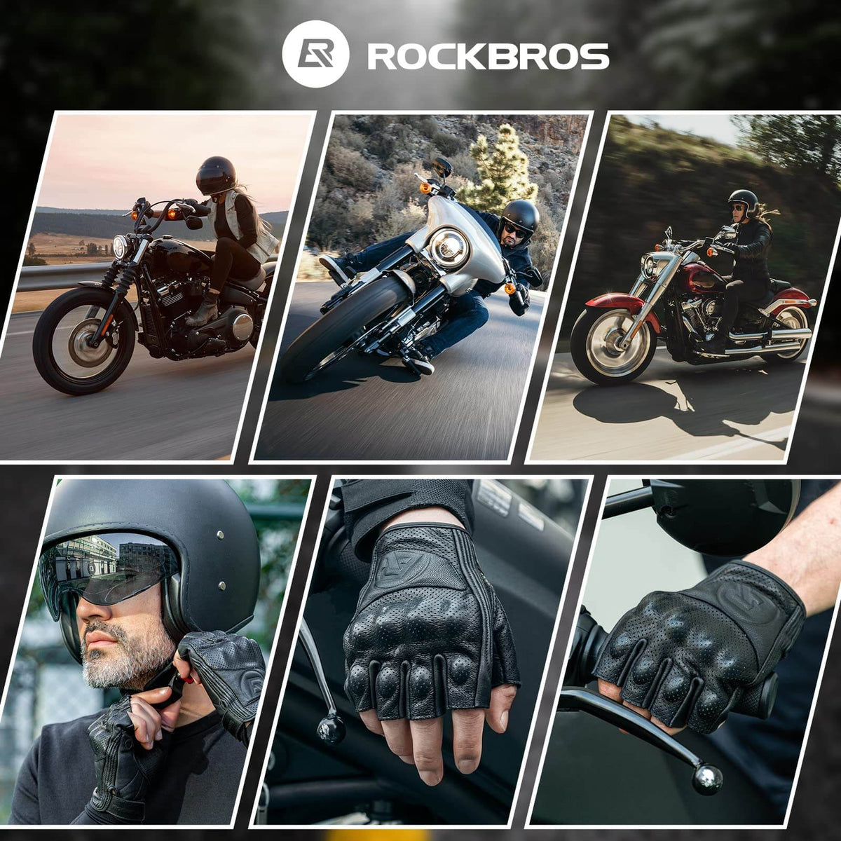 Guantes de ciclismo ROCKBROS de medio dedo con acolchado de gel y absorción de impactos para hombre y mujer 