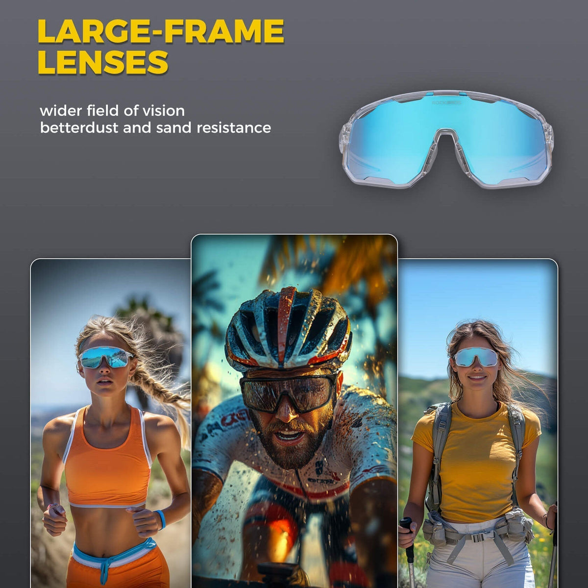 Gafas de sol polarizadas ROCKBROS UV400, transparentes, para ciclismo, resistentes al viento, con montura TR90