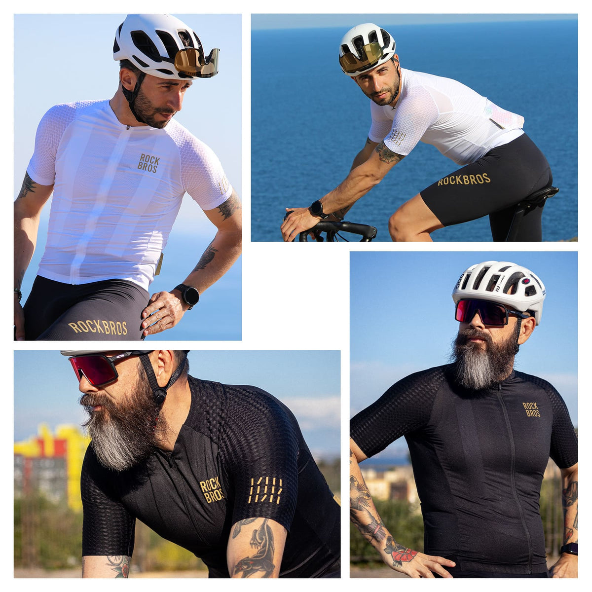 Maillot ciclista de manga corta ROCKBROS para hombre con estampado de rombos