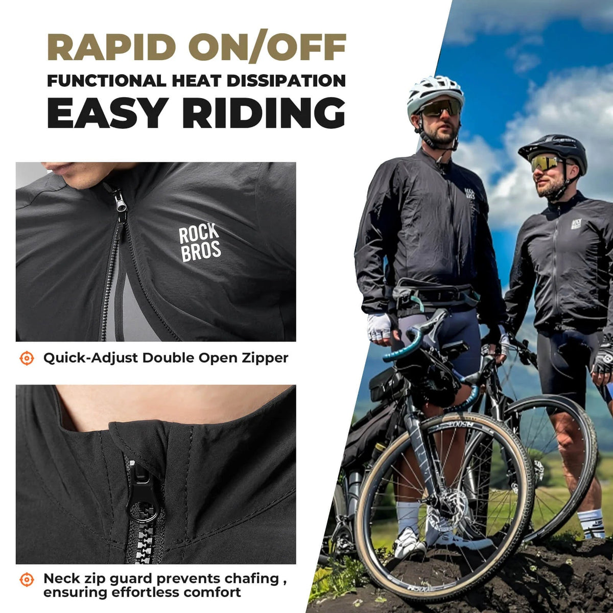 Chaqueta cortavientos de ciclismo plegable de manga larga