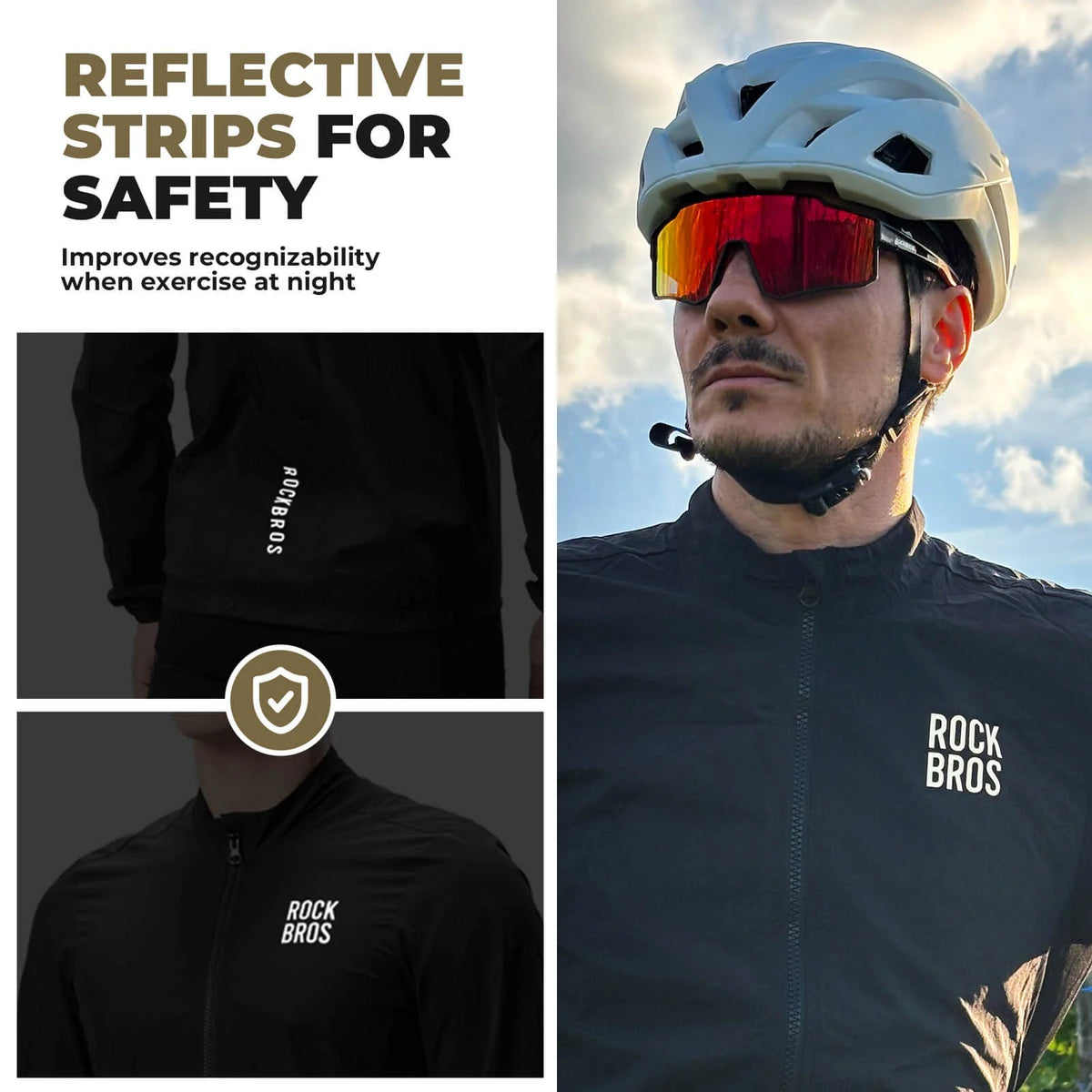 Chaqueta cortavientos de ciclismo plegable de manga larga