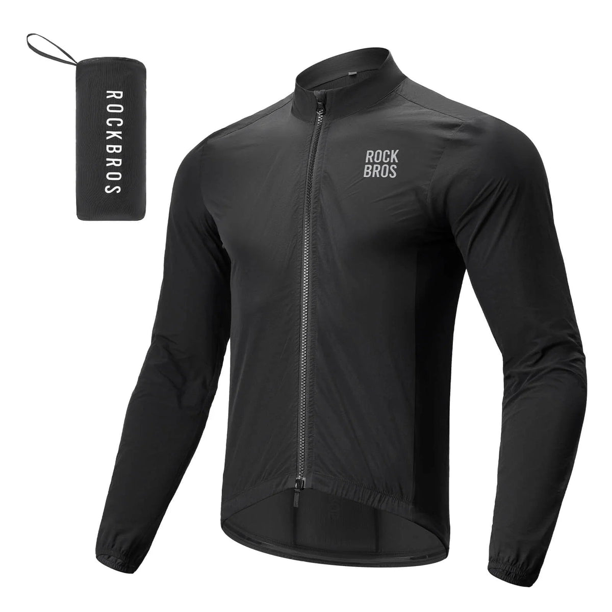 Chaqueta cortavientos de ciclismo plegable de manga larga