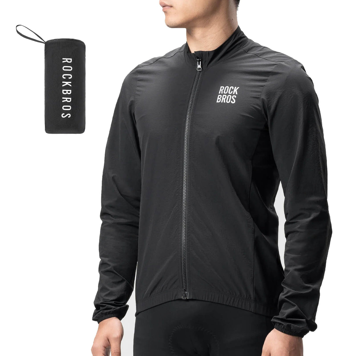 Chaqueta cortavientos de ciclismo plegable de manga larga