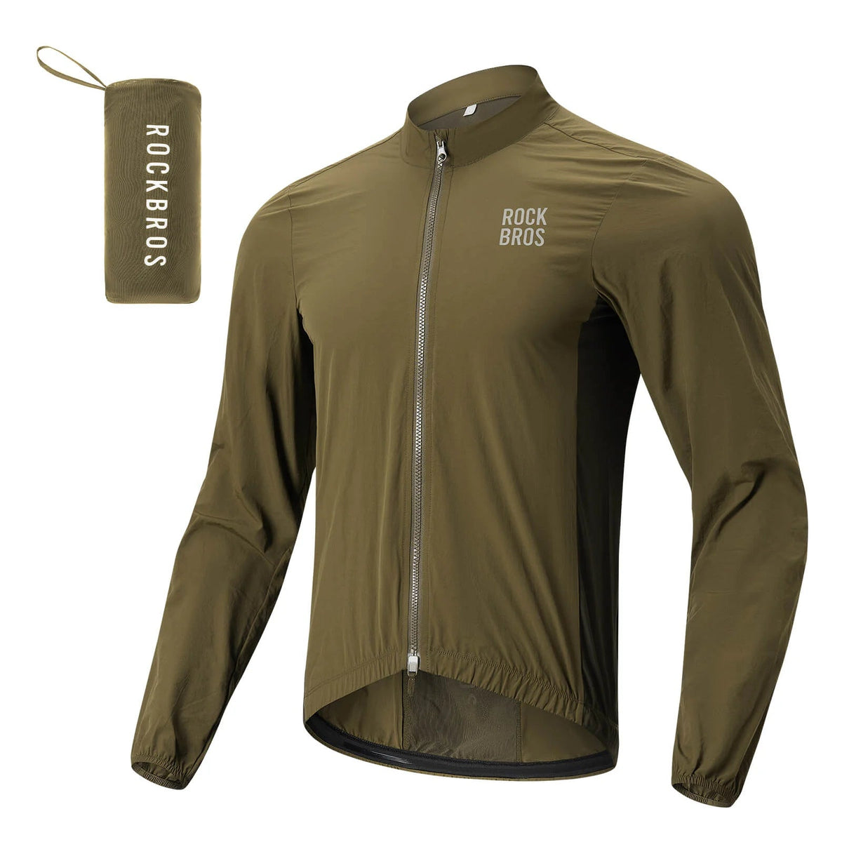 Chaqueta cortavientos de ciclismo plegable de manga larga