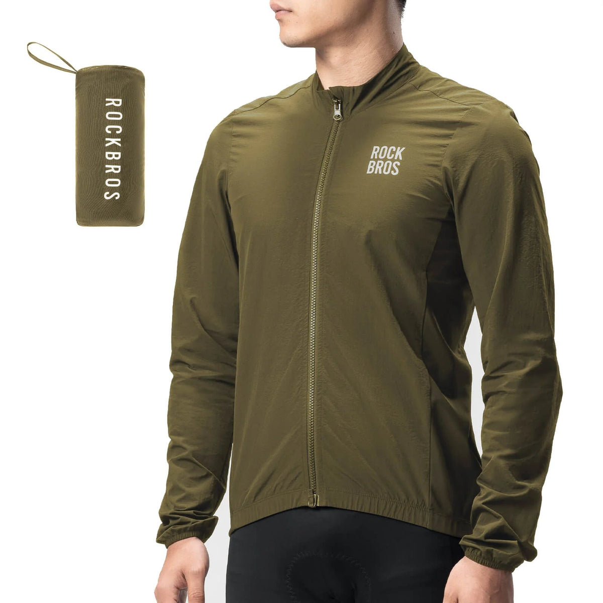 Chaqueta cortavientos de ciclismo plegable de manga larga