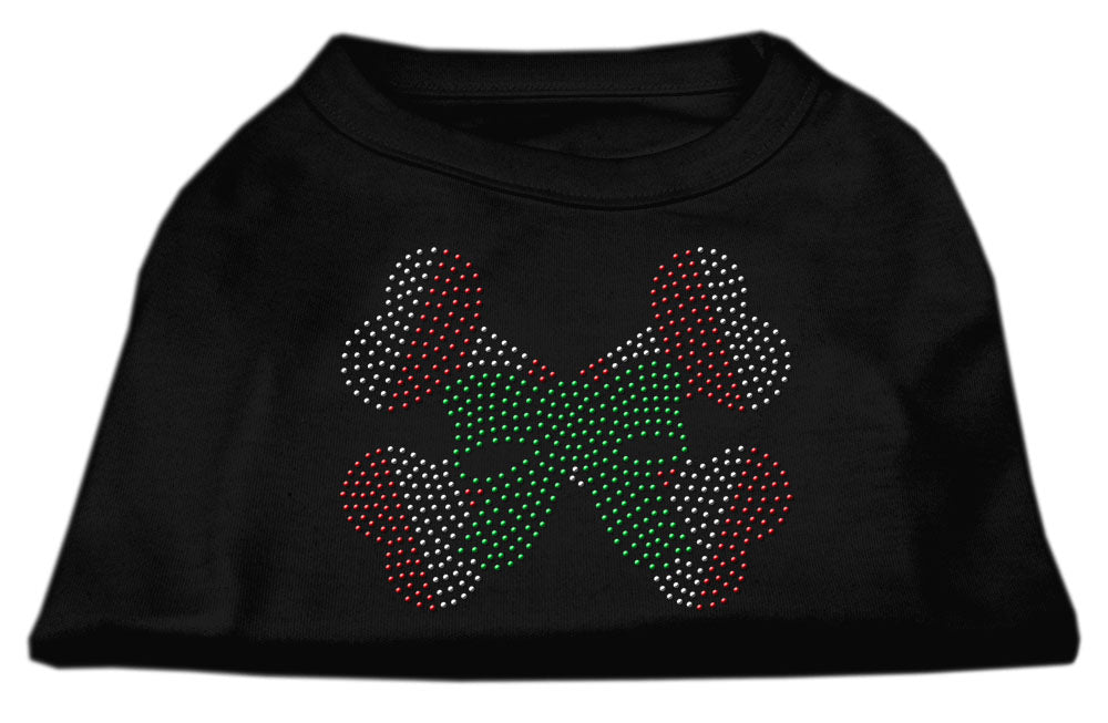 Camiseta navideña para perro y gato con diamantes de imitación, "Bandas cruzadas de bastón de caramelo"