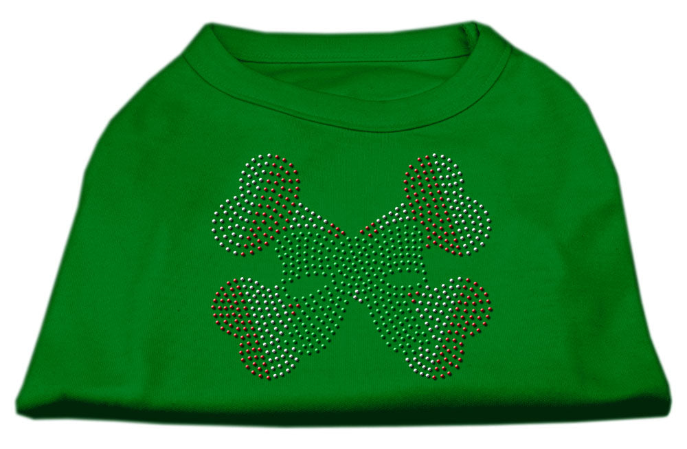 Camiseta navideña para perro y gato con diamantes de imitación, "Bandas cruzadas de bastón de caramelo"
