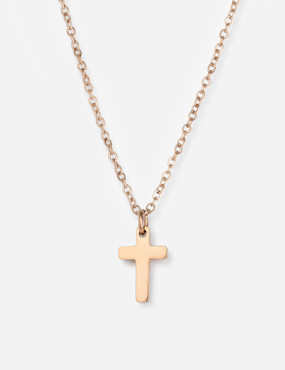 Collar de cruz de oro rosa