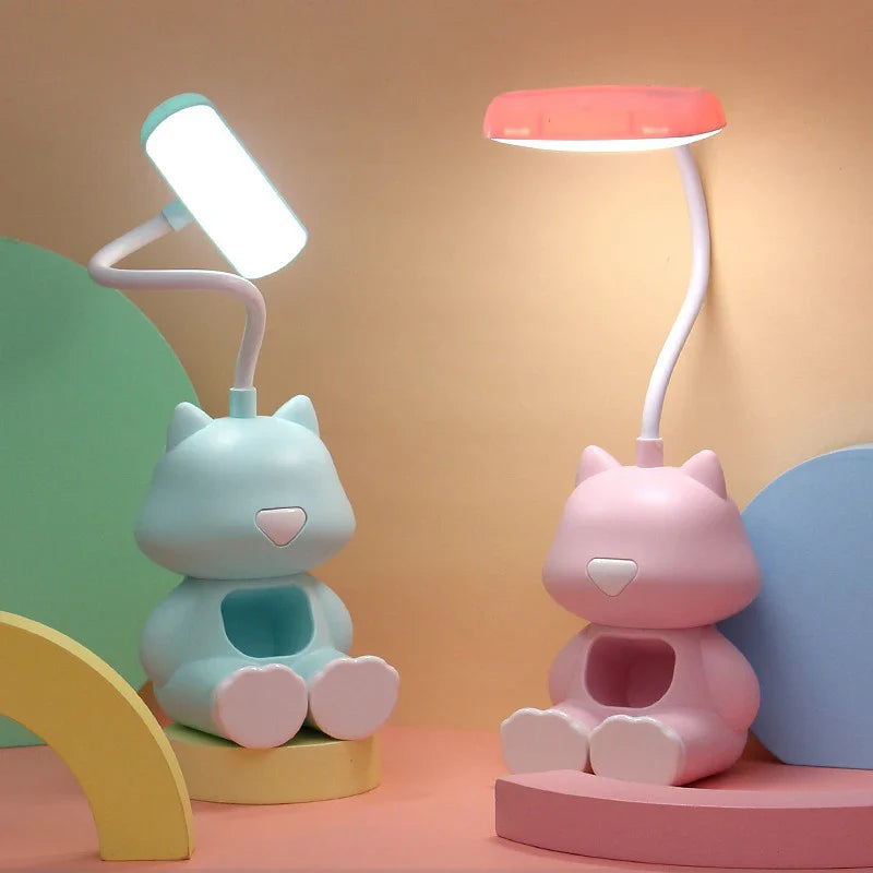 Lámpara de escritorio flexible con forma de gato kawaii