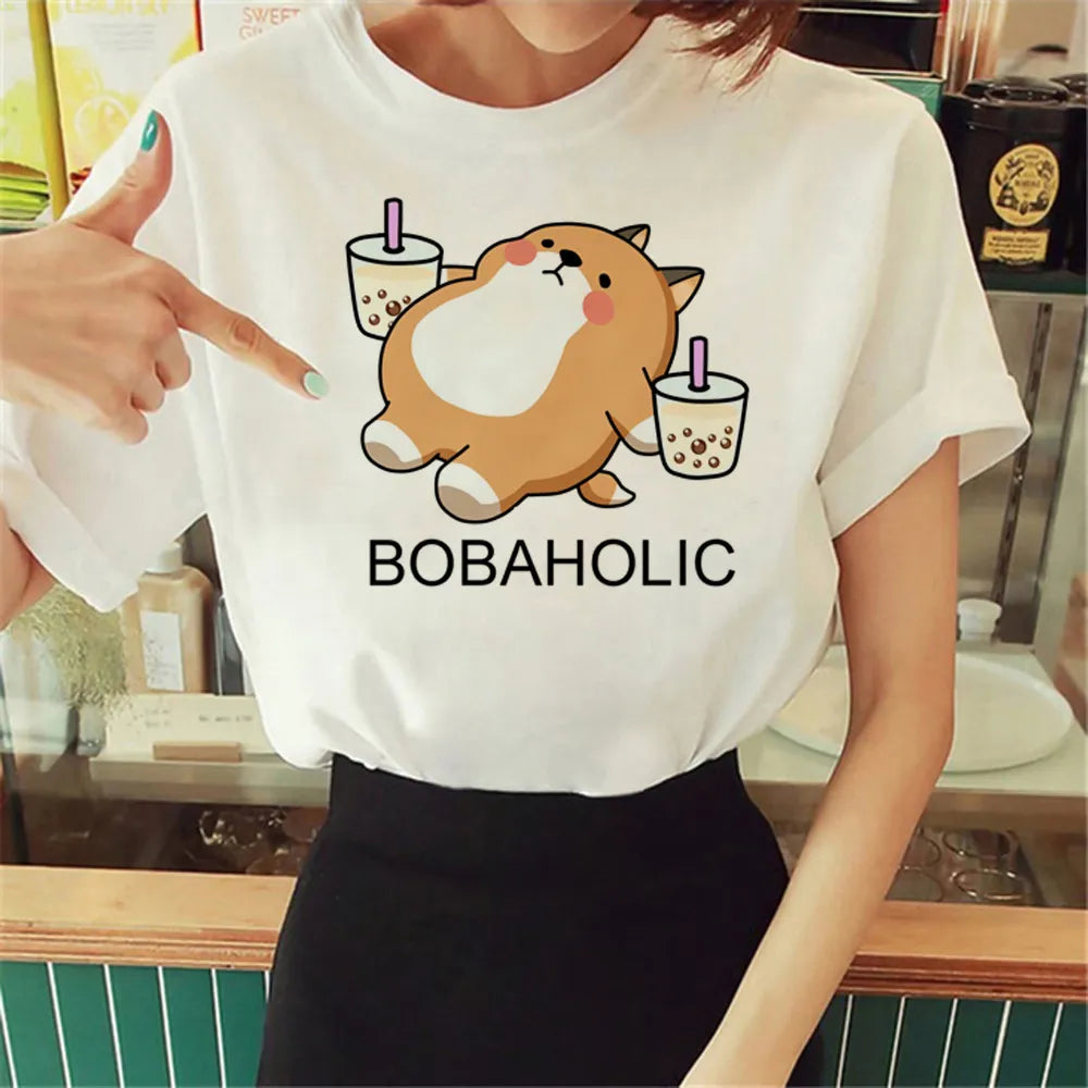 “Bobaholic” Shiba Inu T-Shirt