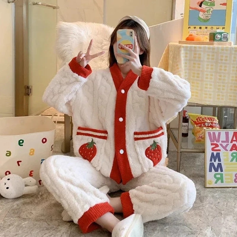Pijama de invierno de fresa