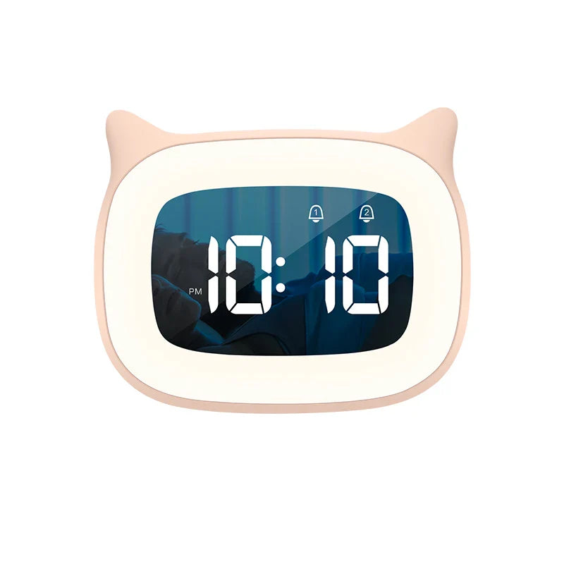 Reloj despertador digital con bonito gato