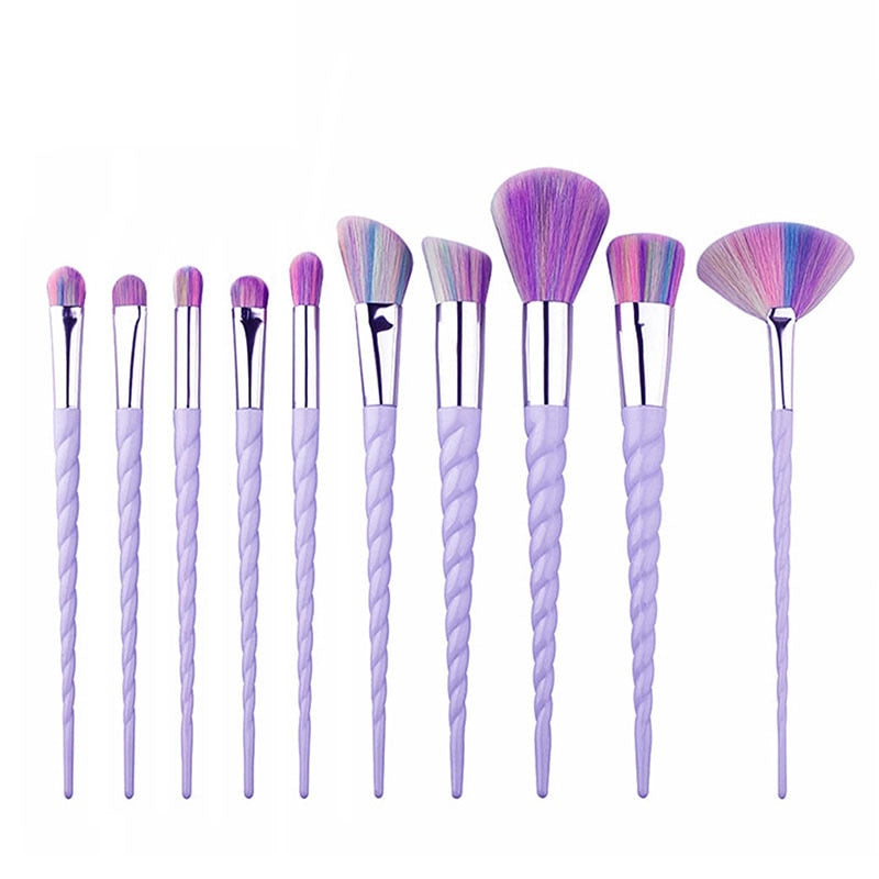 10 pinceles de maquillaje de unicornio