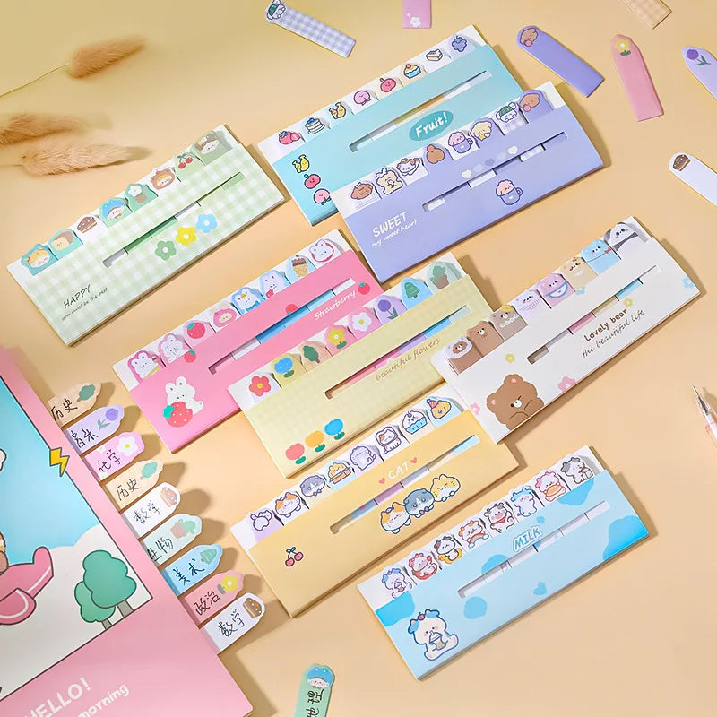 Marcapáginas Kawaii con notas adhesivas