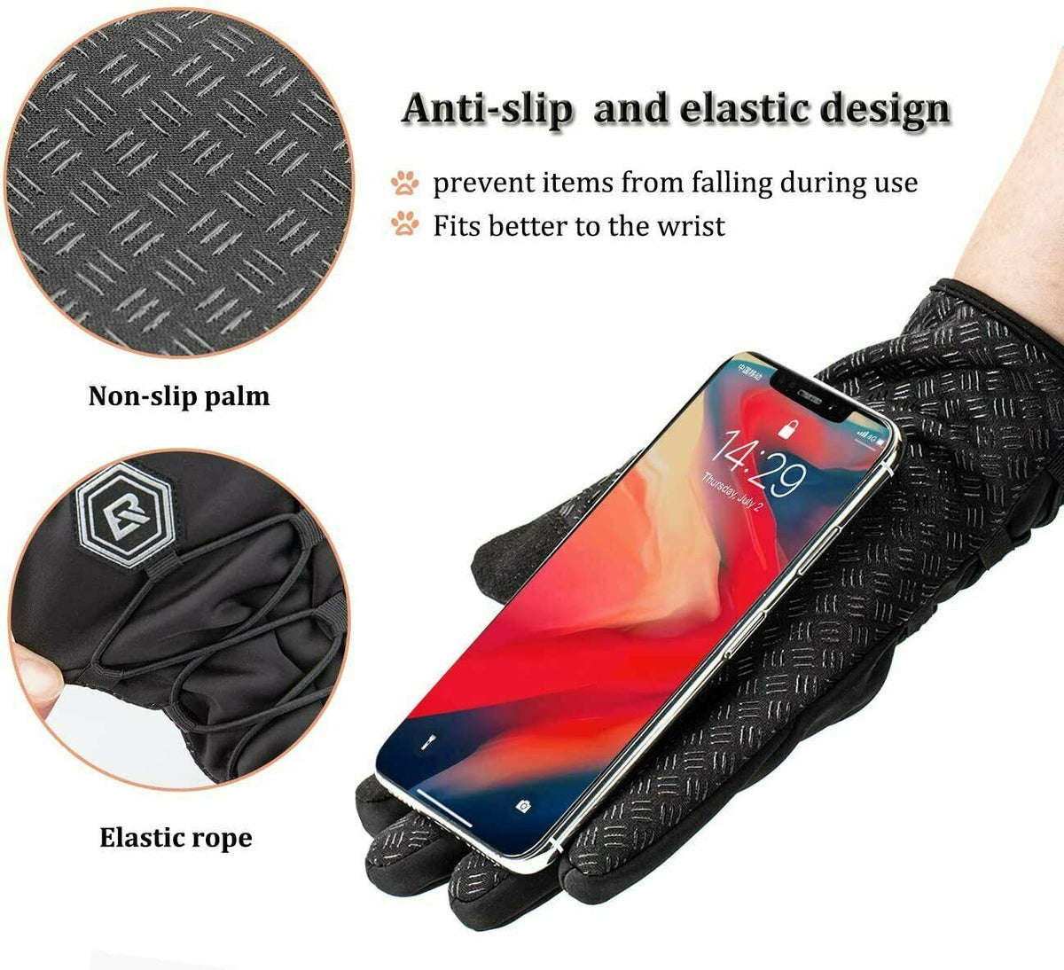 Guantes de ciclismo ROCKBROS para invierno, cálidos, para pantallas táctiles, resistentes al viento y al agua.