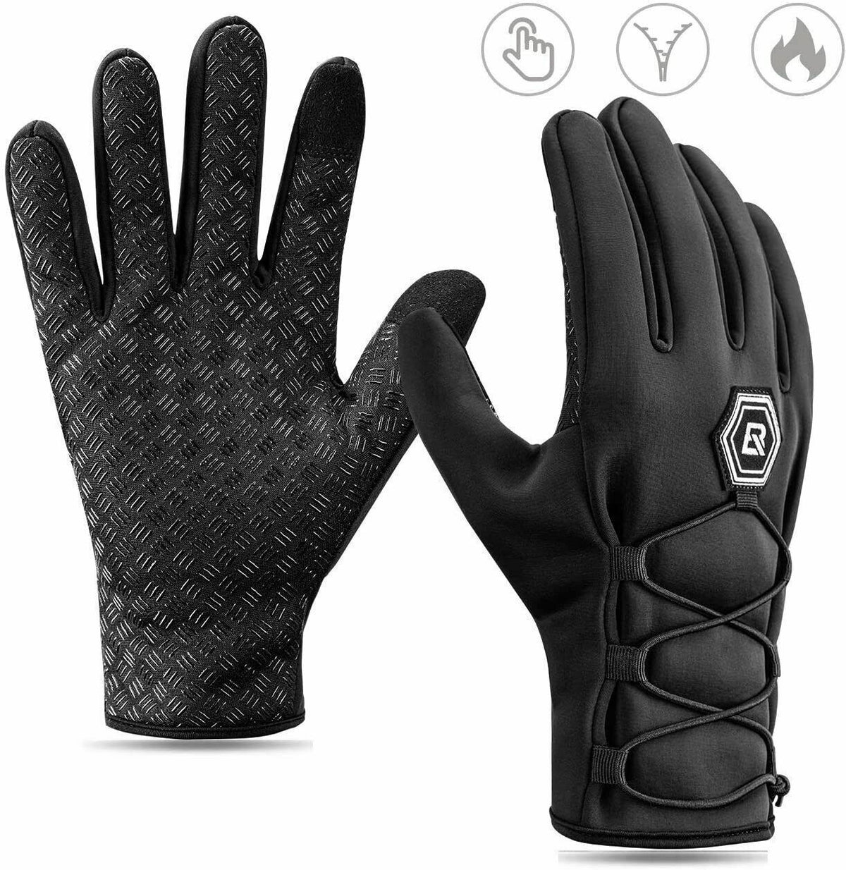 Guantes de ciclismo ROCKBROS para invierno, cálidos, para pantallas táctiles, resistentes al viento y al agua.