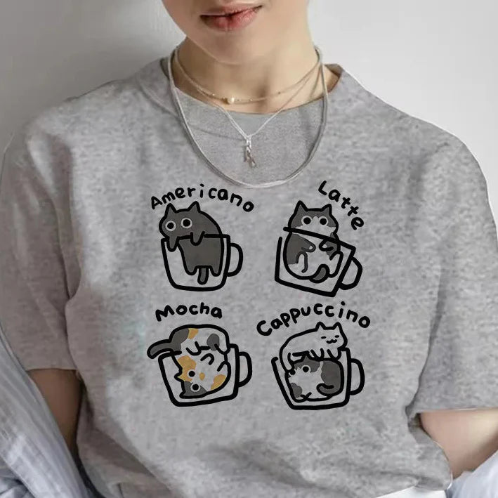 Camiseta de café y gatos 