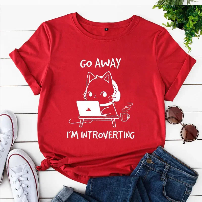 Camiseta divertida de gato: ¡Vete, soy introvertido!