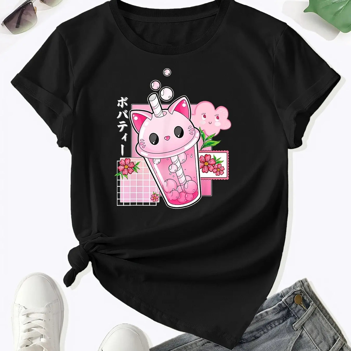 Camiseta con taza de té Boba y gato