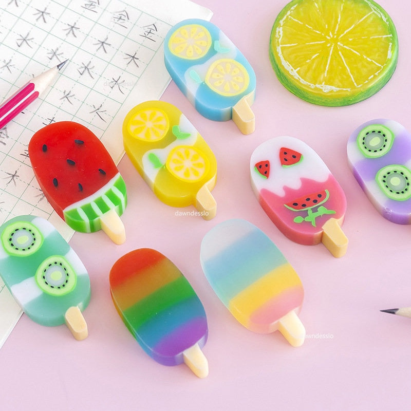 Juego de 4 borradores de goma con forma de helado