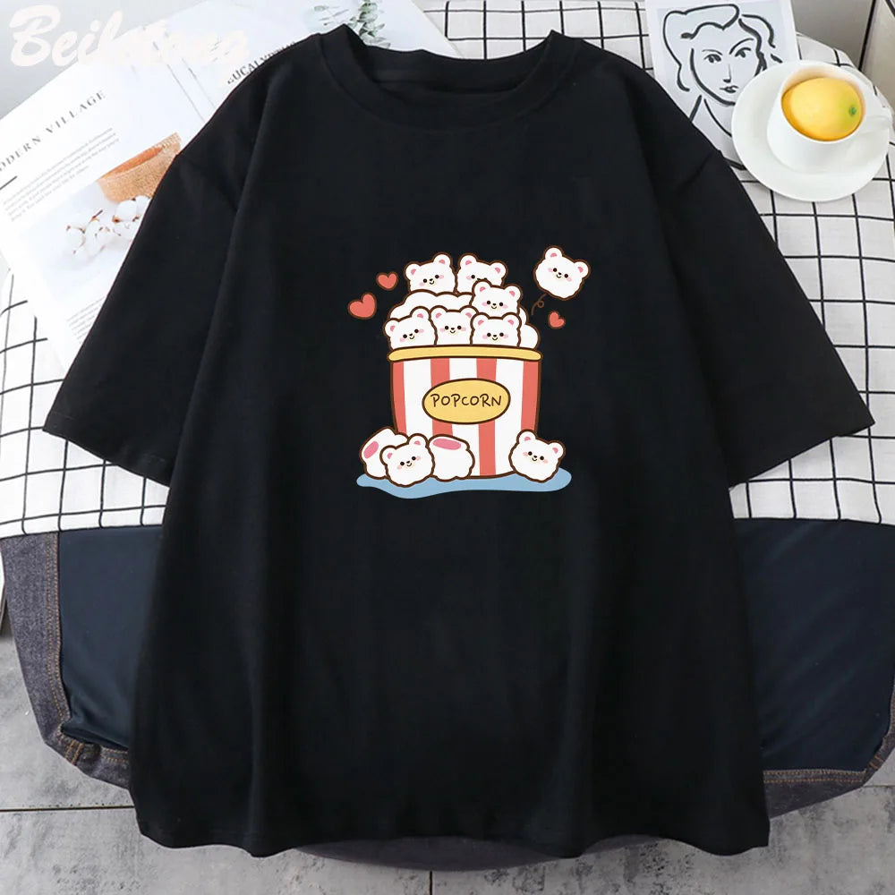 Linda camiseta de osos de palomitas de maíz