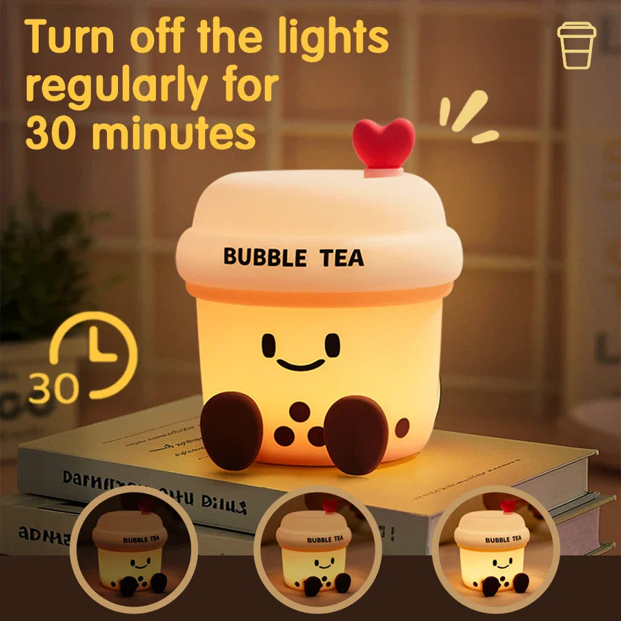 Luz de noche de té de burbujas kawaii