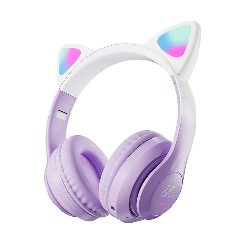 Auriculares para juegos con orejas de gato y luces LED