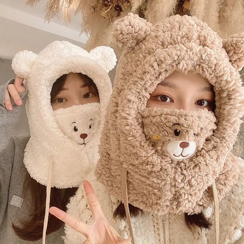 Sombrero de oso kawaii con máscara