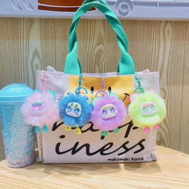 Lindos llaveros de animales peludos con flores