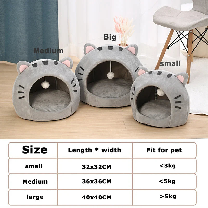 Bonita cama para gatos con forma de gato