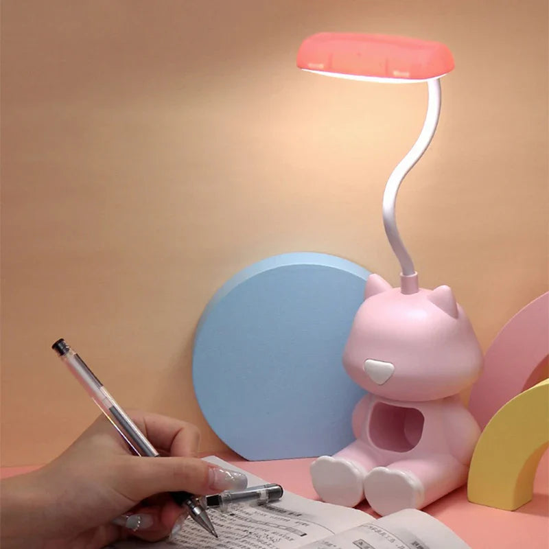Lámpara de escritorio flexible con forma de gato kawaii