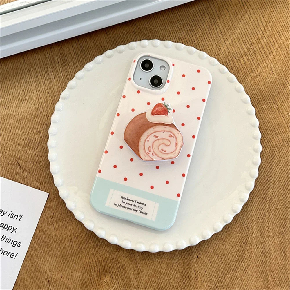 Funda para iPhone con rollo suizo de fresa