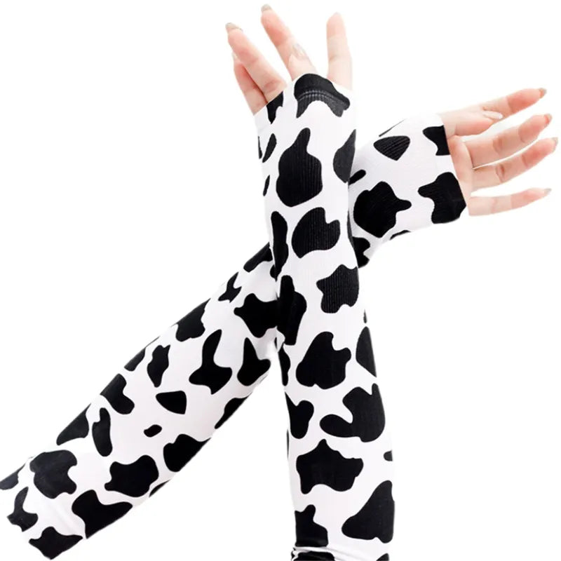 Mangas calentadoras de brazos con estampado de vaca