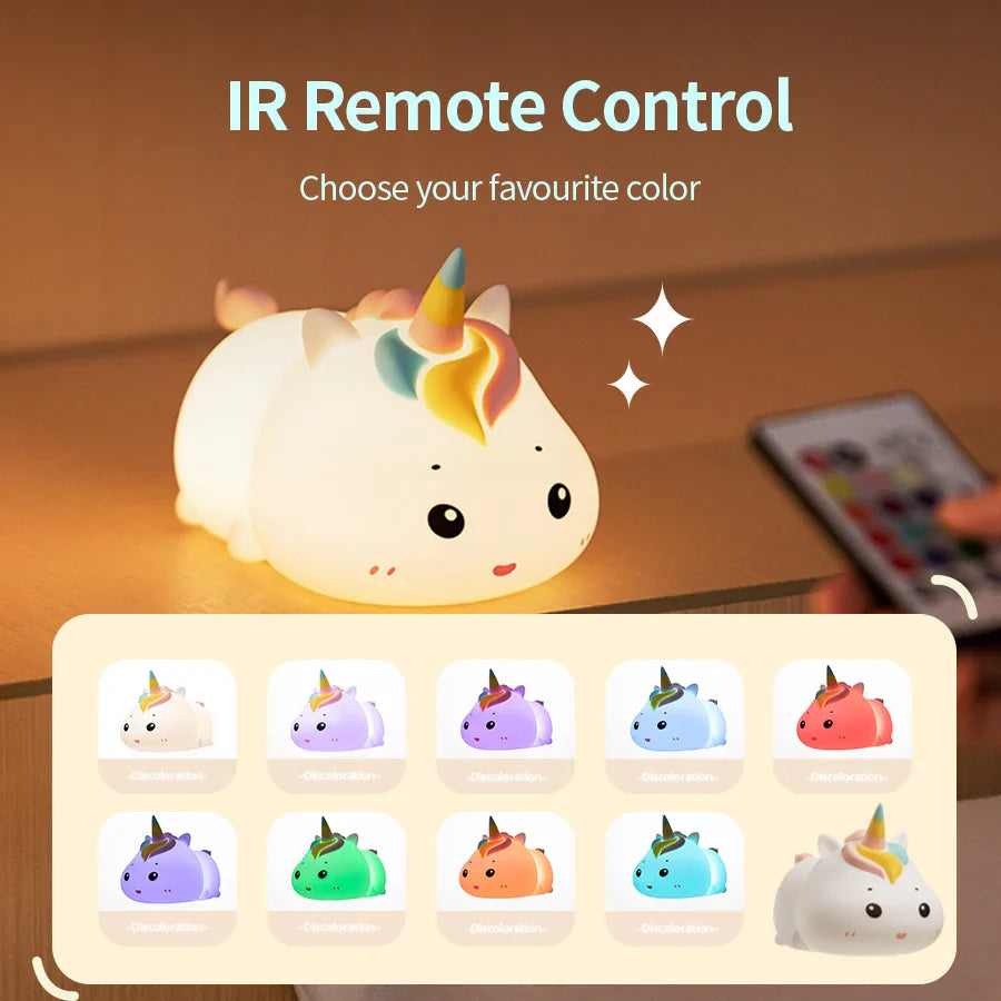 Luz de noche de unicornio kawaii