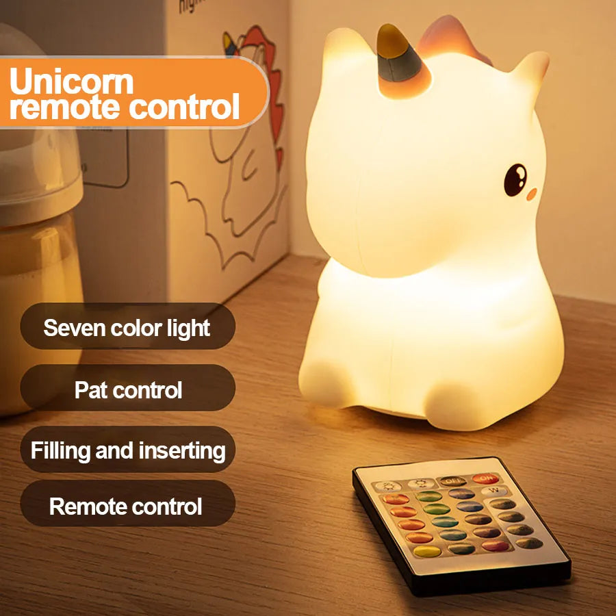 Linda luz nocturna LED de unicornio