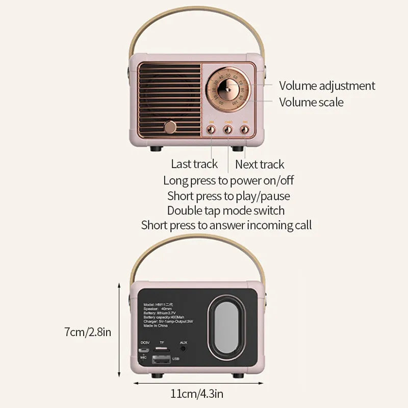 Mini altavoz Bluetooth retro
